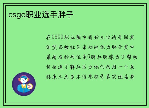 csgo职业选手胖子