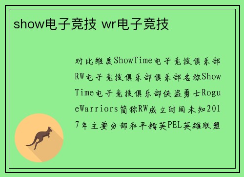 show电子竞技 wr电子竞技