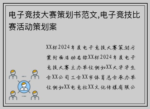 电子竞技大赛策划书范文,电子竞技比赛活动策划案
